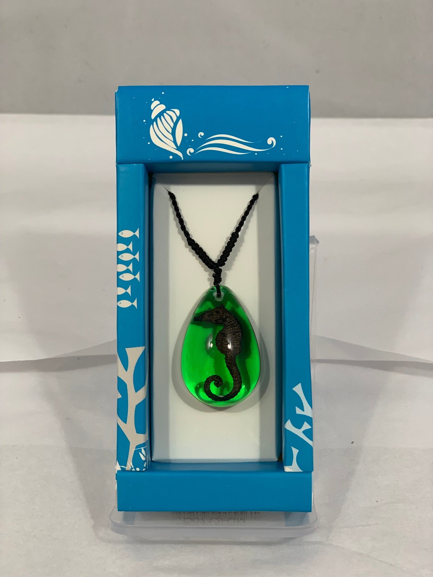 Coral Seahorse Necklace, Teardrop