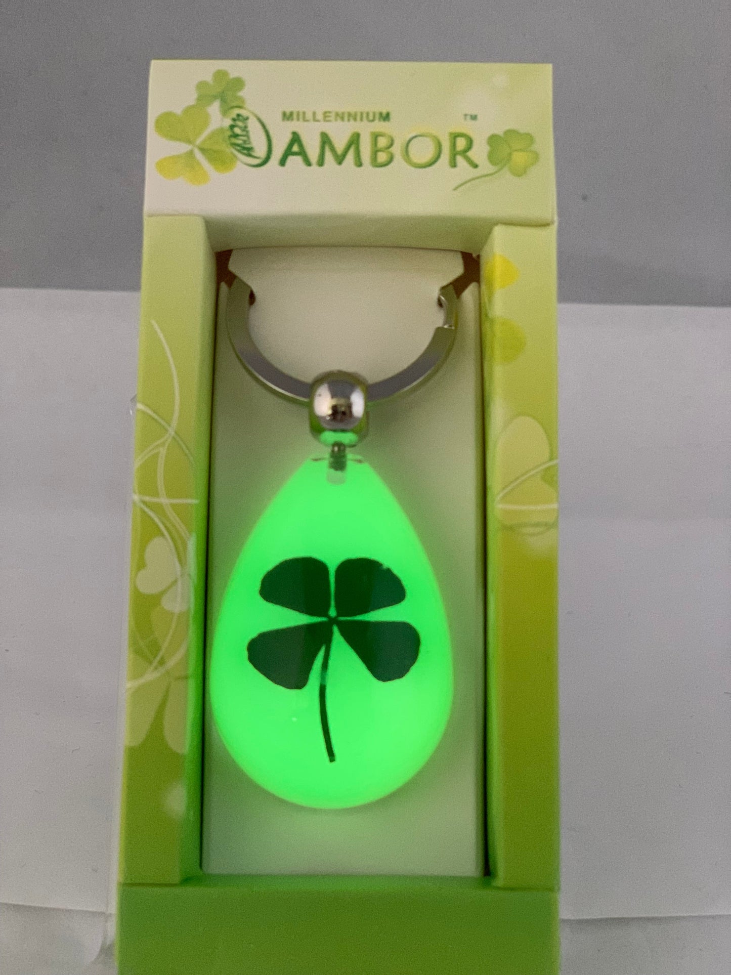 Lucky Clover Teardrop Keychain