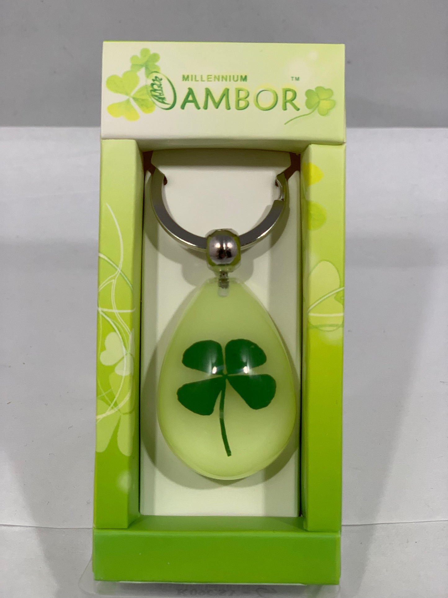 Lucky Clover Teardrop Keychain