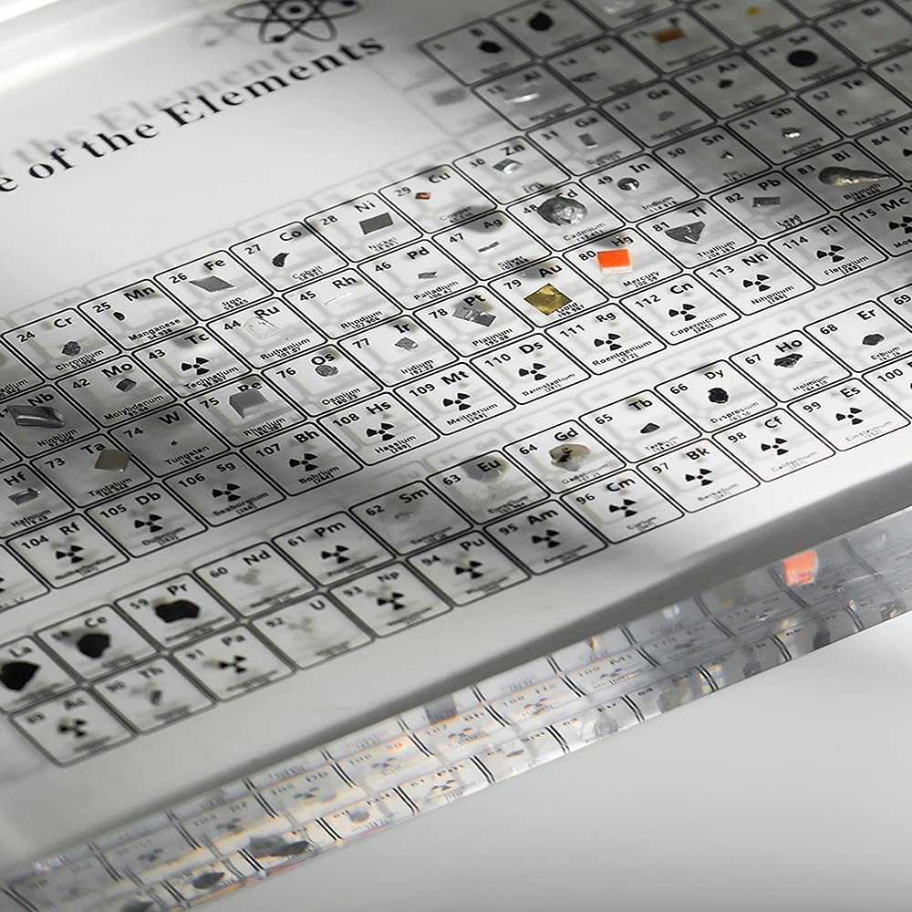 Real Periodic Table of Elements encased in resin with 83 REAL elements!