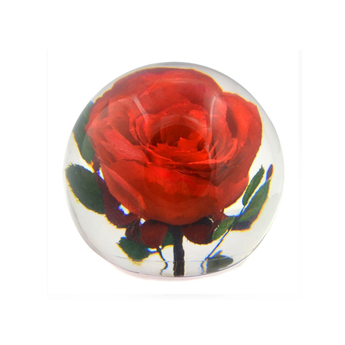 2.1" Forever Red or Blue Rose Encased in Resin Globe Desk Decoration