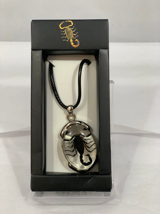 Black Scorpion Necklace, Metal Oval